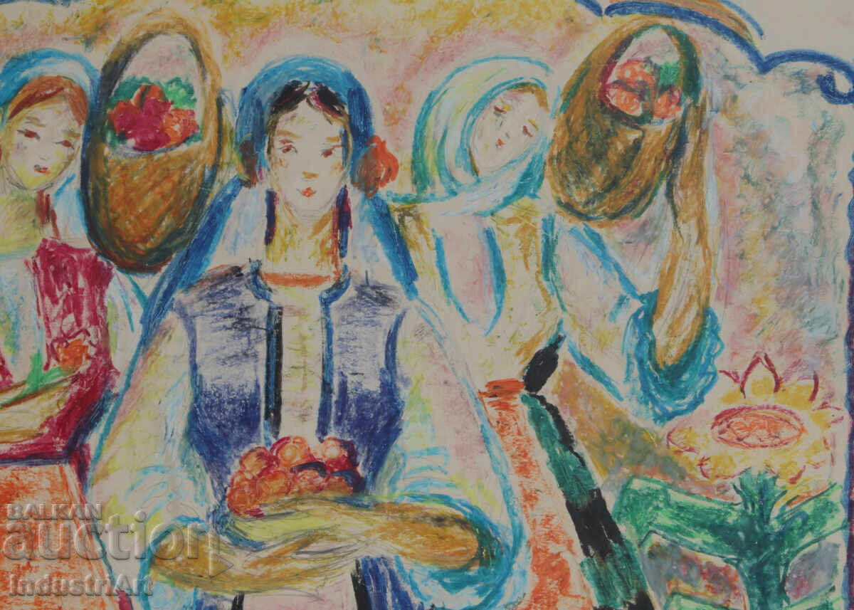 Pastel Painting Portrait of a Woman in Traditional Costume - 6