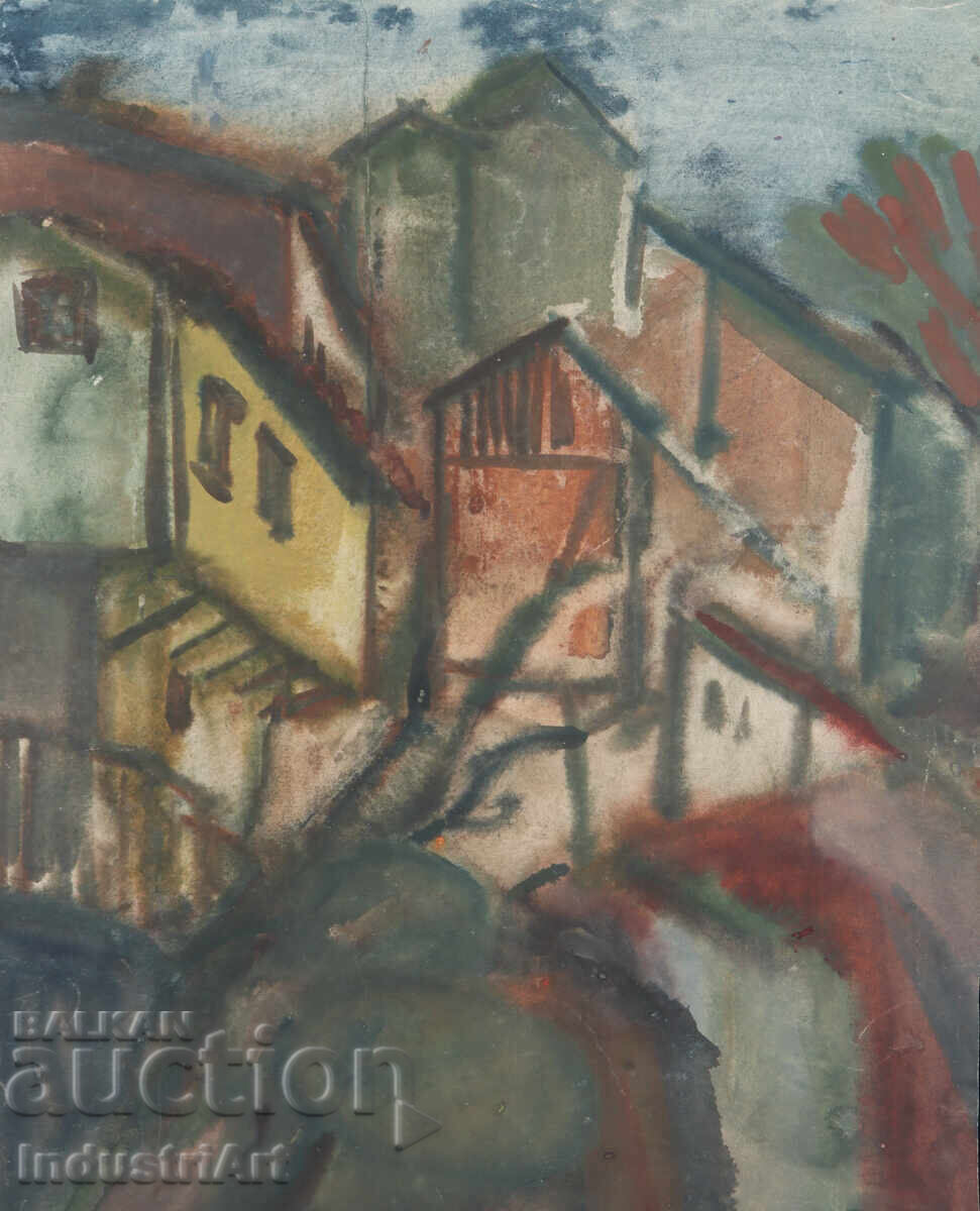 Δημοπρασία Ζωγραφική ακουαρέλα αστικό τοπίο