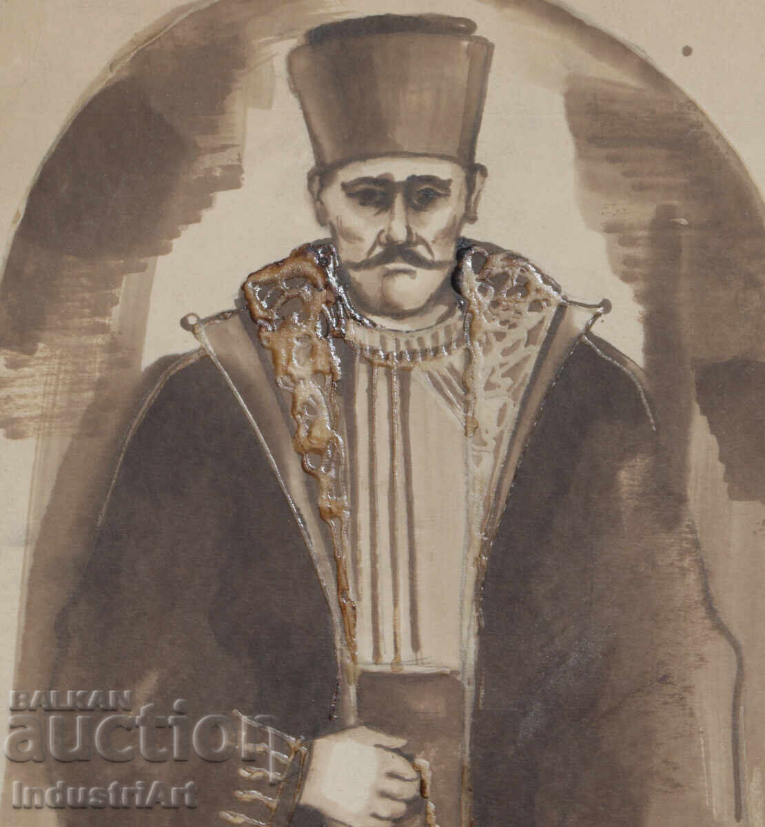 Delivery of Old watercolor painting, male portrait