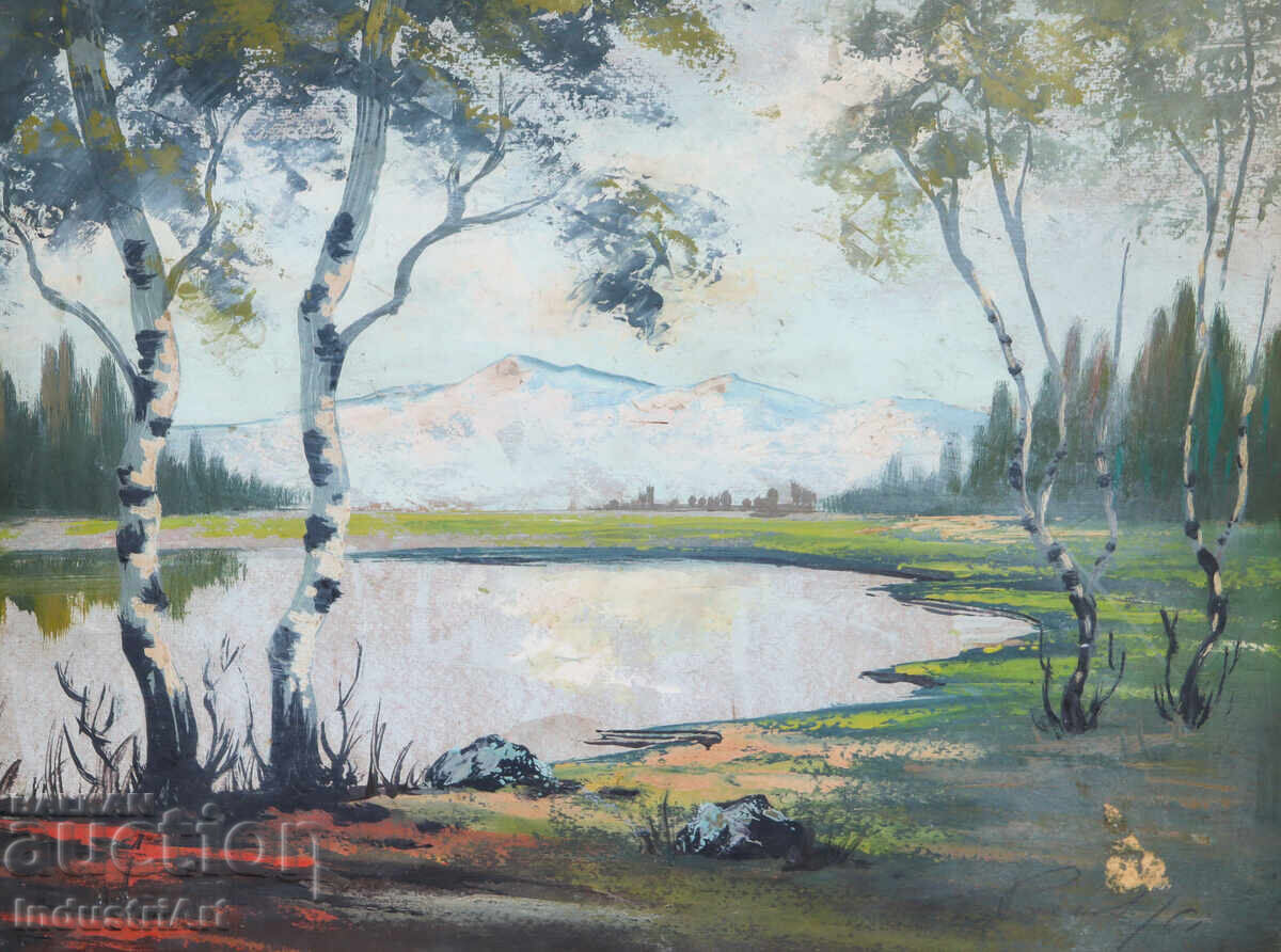 Πίνακας με τέμπερα του 1961, ανοιξιάτικο τοπίο