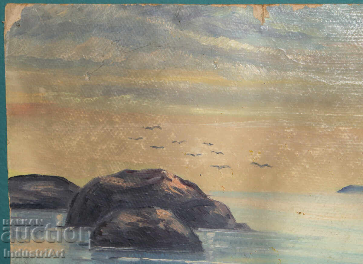 Παράδοση Παλιά ελαιογραφία θαλασσινό τοπίο Παράδοση Παλιά ελαιογραφία θαλασσινό τοπίο