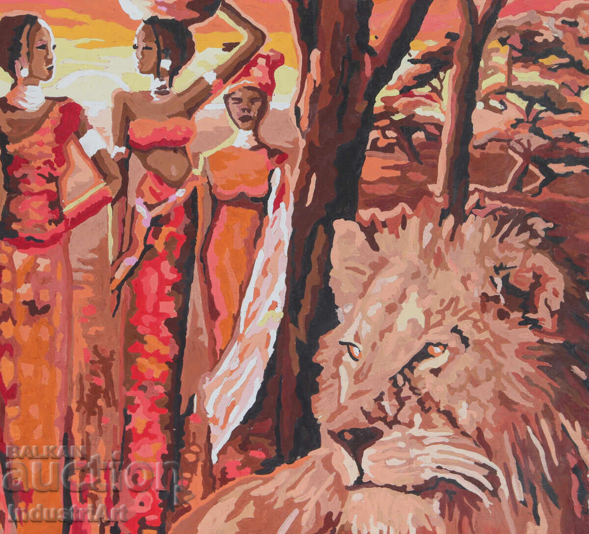 Painting tempera paints landscape figures - 6