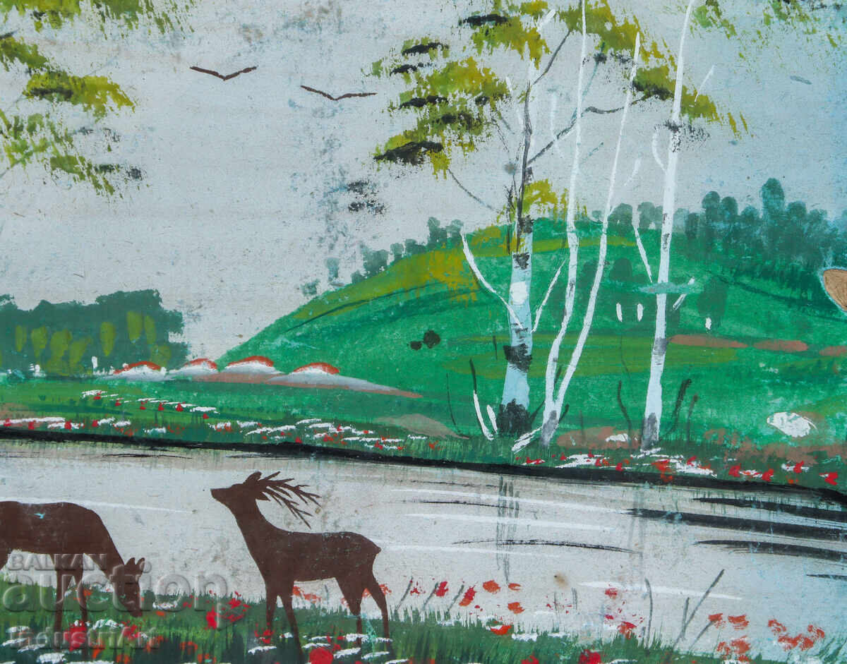 Παλαιός πίνακας με τέμπερα, ανοιξιάτικο τοπίο - 6