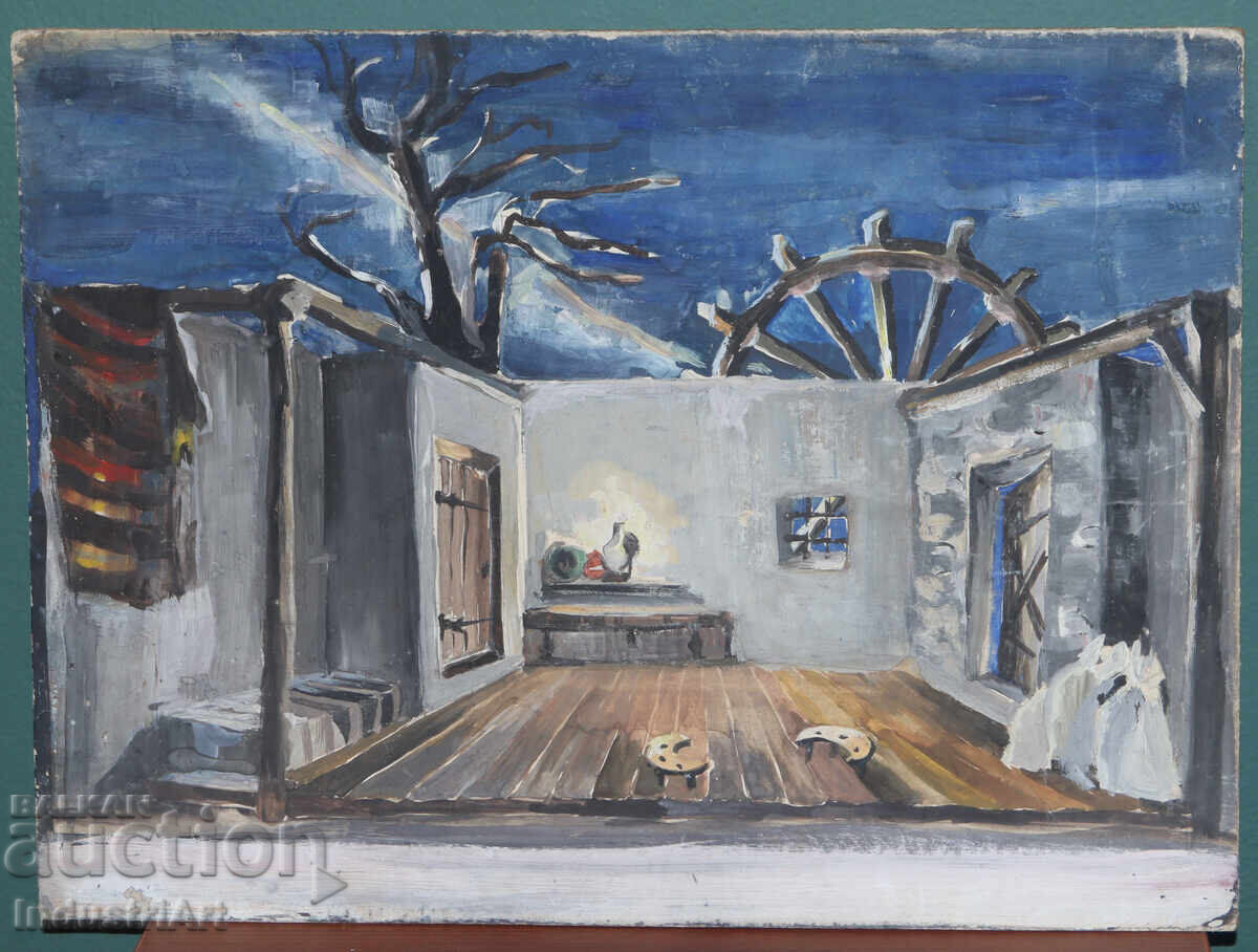 Стара картина темпера възрожденски интериор с цена 150.00 лв. | € 76.69