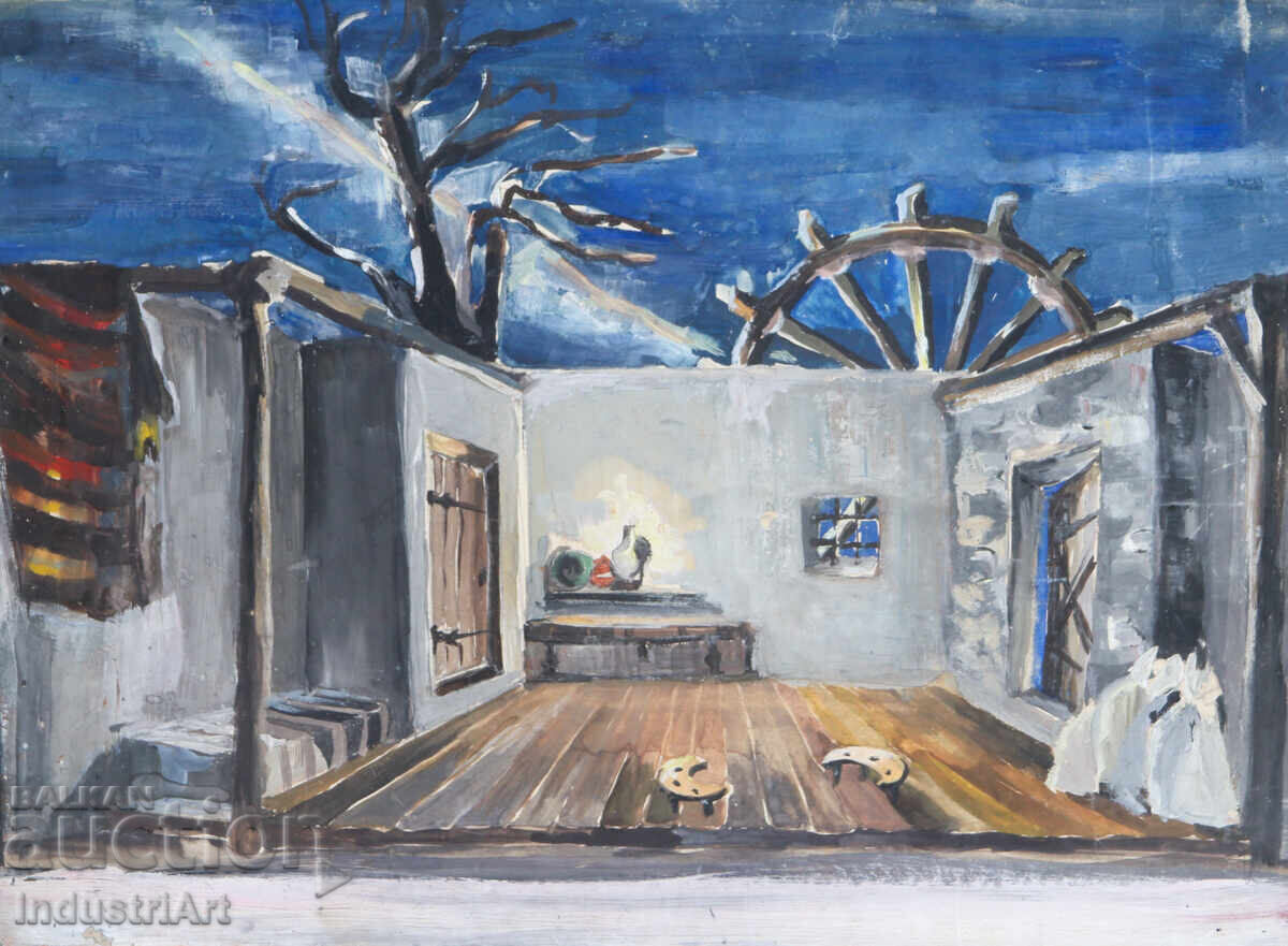 Стара картина темпера възрожденски интериор