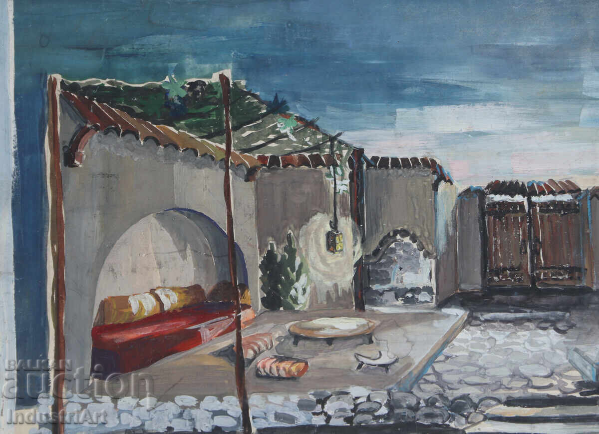 Delivery of Old Tempera Painting, Revival Interior