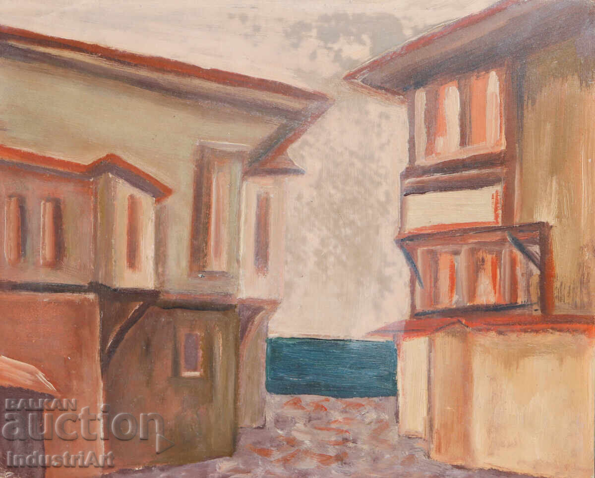 Licitație Mica pictură în ulei, peisaj urban