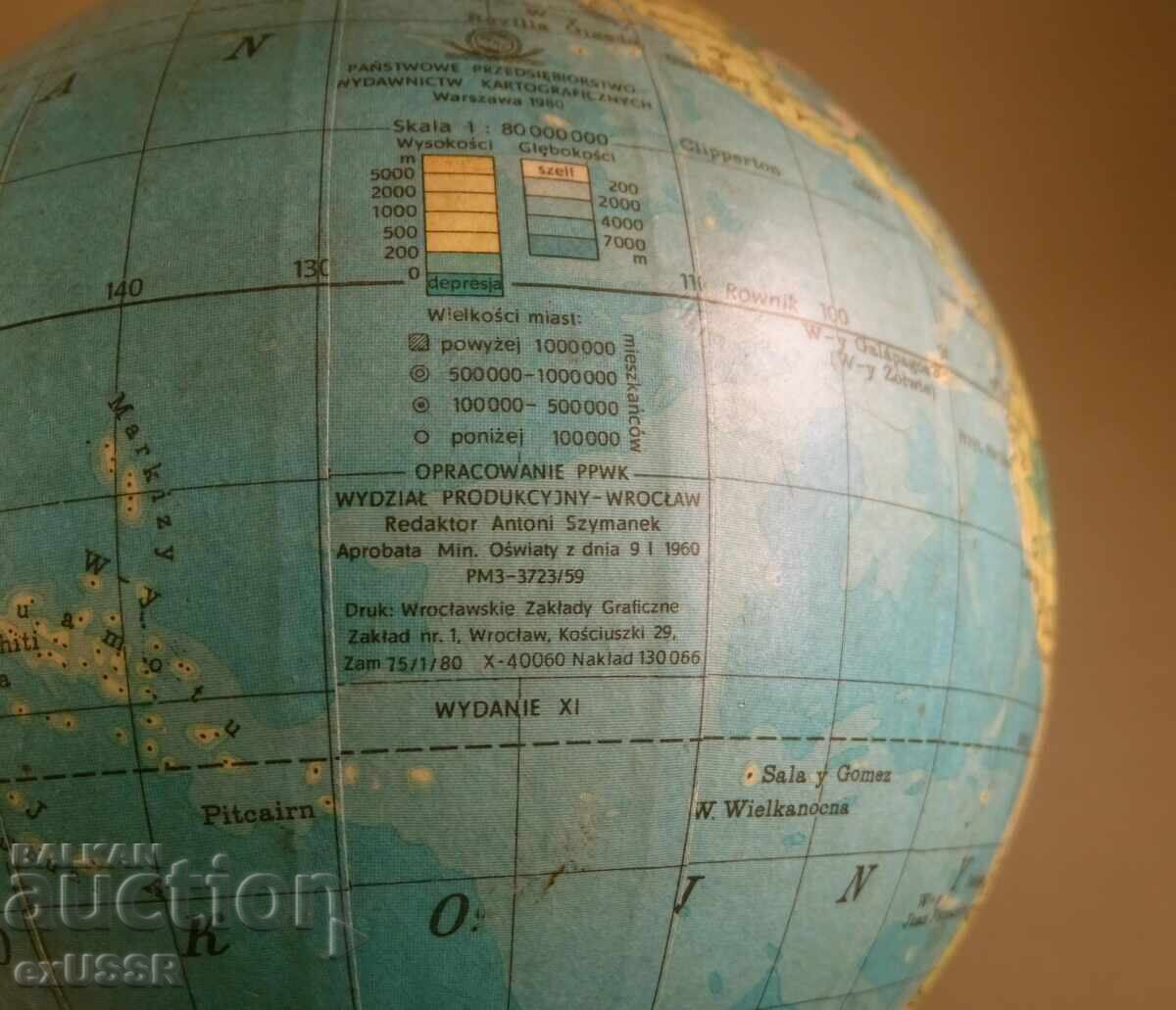 Delivery of Old Polish Tabletop Globe World Map