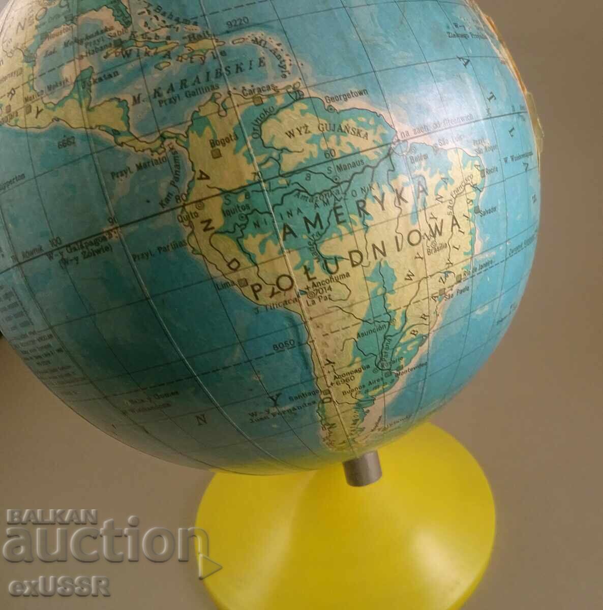 Old Polish Tabletop Globe World Map - 5