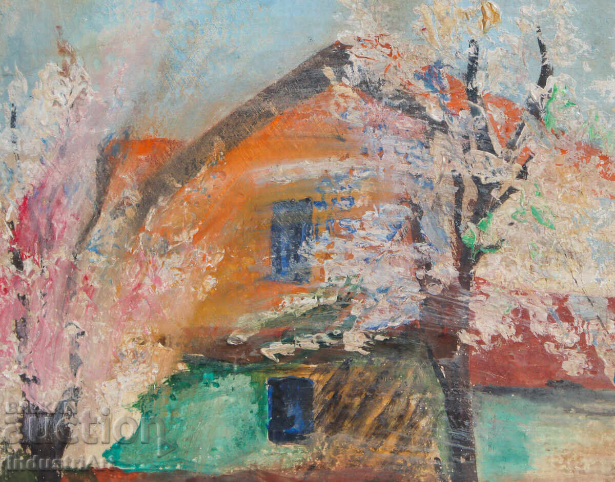 Delivery of Old painting, tempera paints, landscape