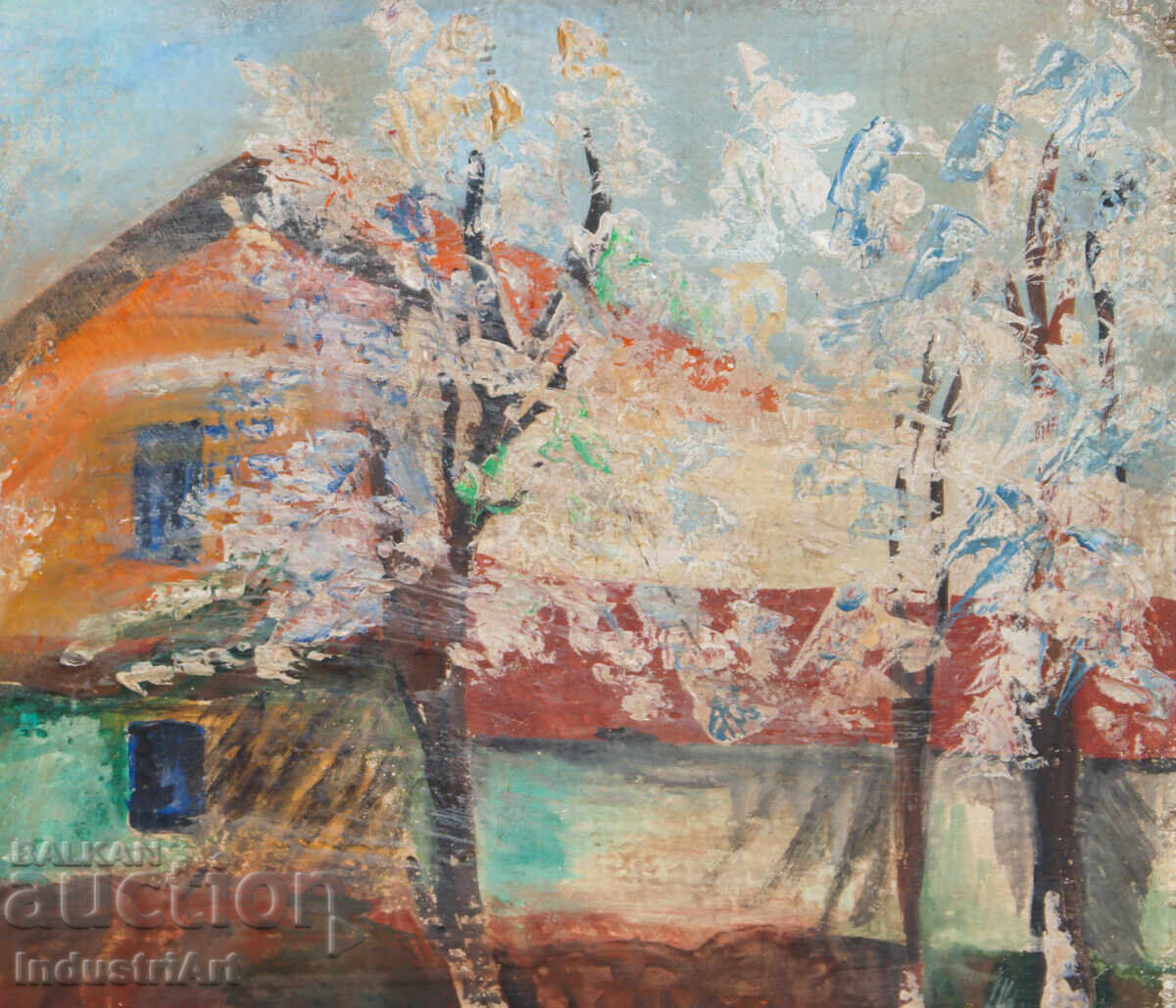 Old painting, tempera paints, landscape - 5