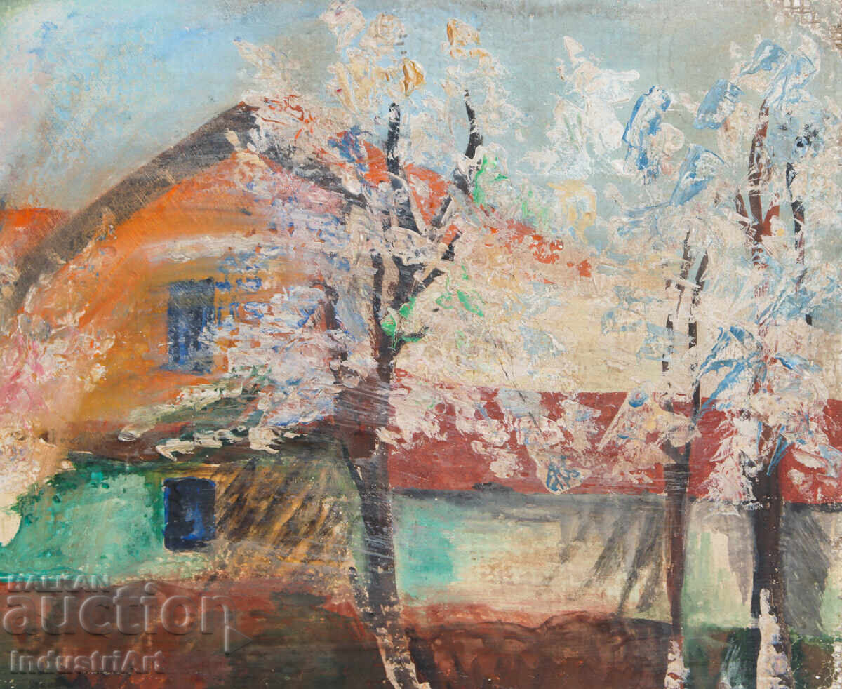 Old painting, tempera paints, landscape - 6