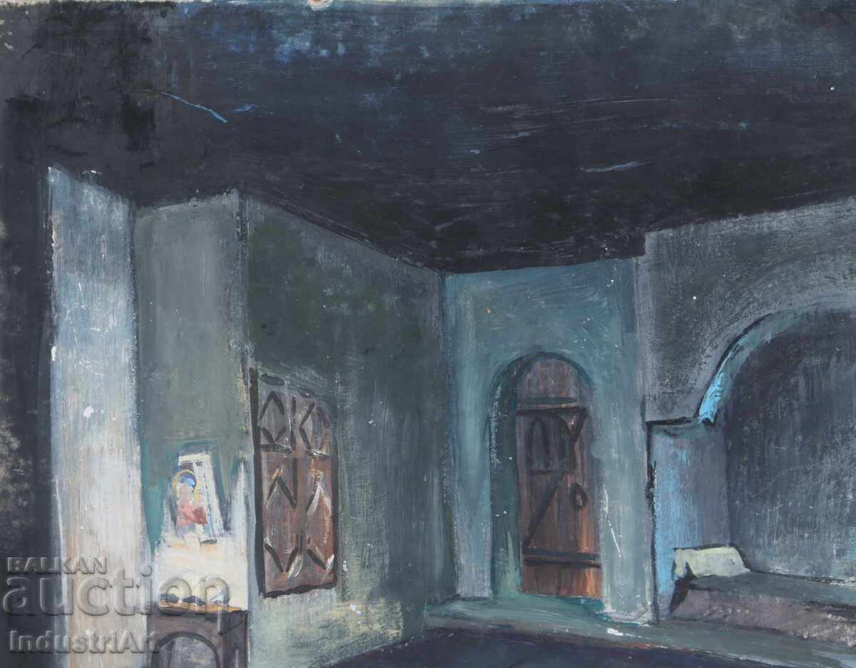 Delivery of Old Tempera Painting, Revival Interior