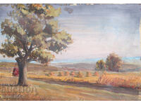 Old painting, tempera paints, landscape
