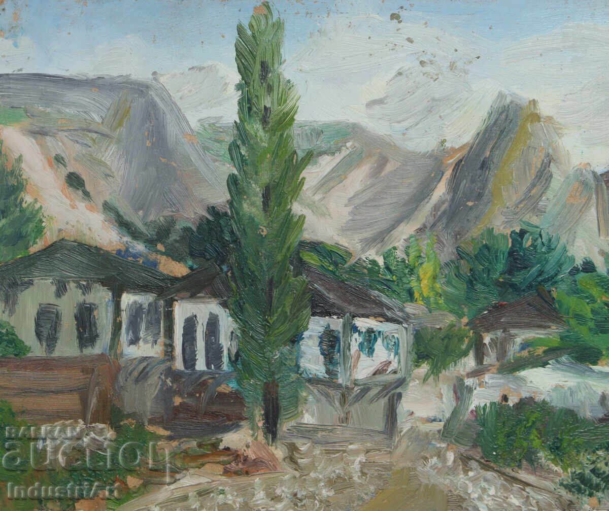 Delivery of Old oil painting, rural landscape