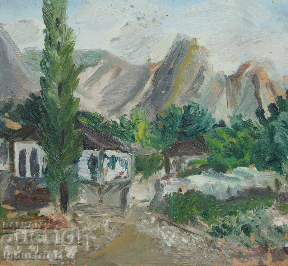 Old oil painting, rural landscape - 5