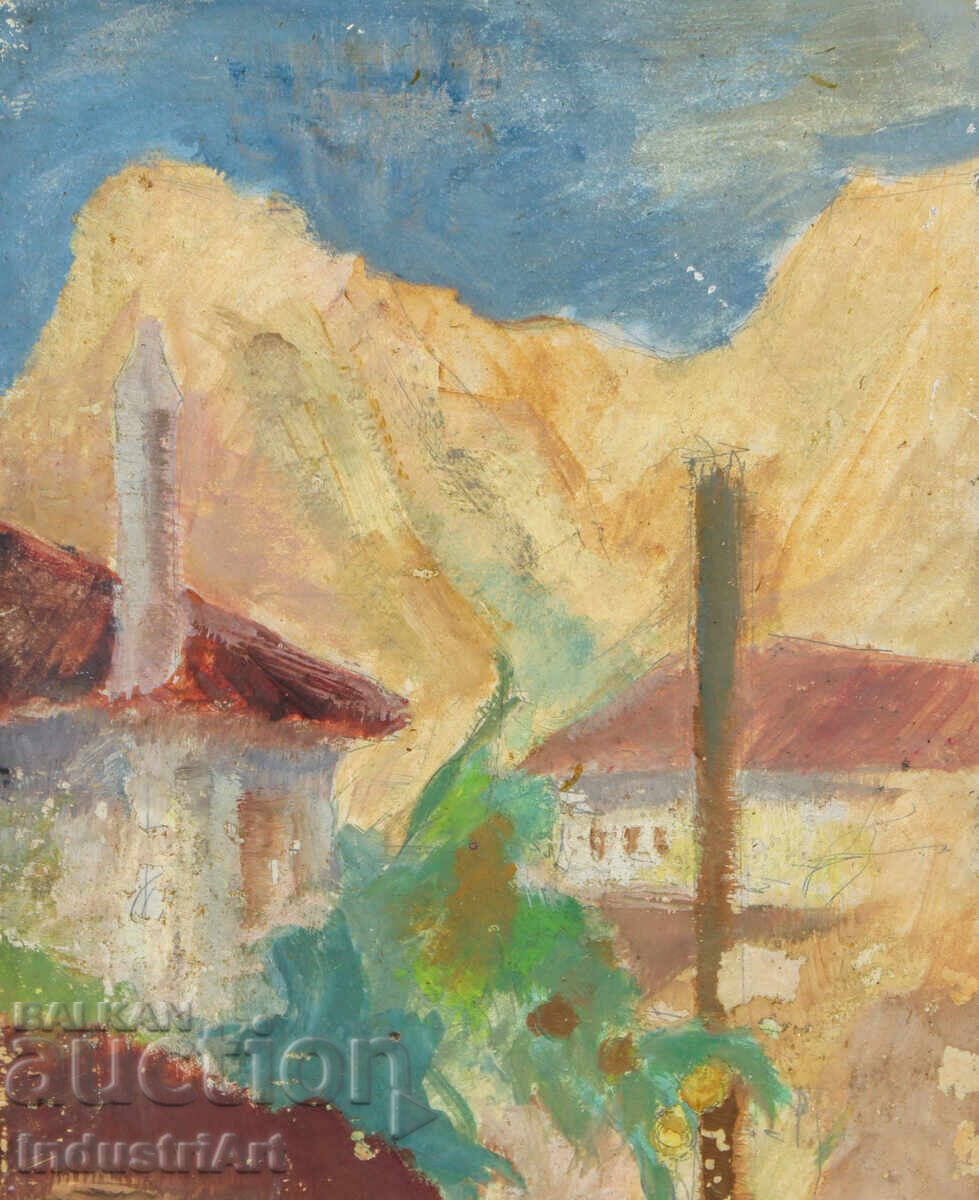 Delivery of Old oil painting, rural landscape