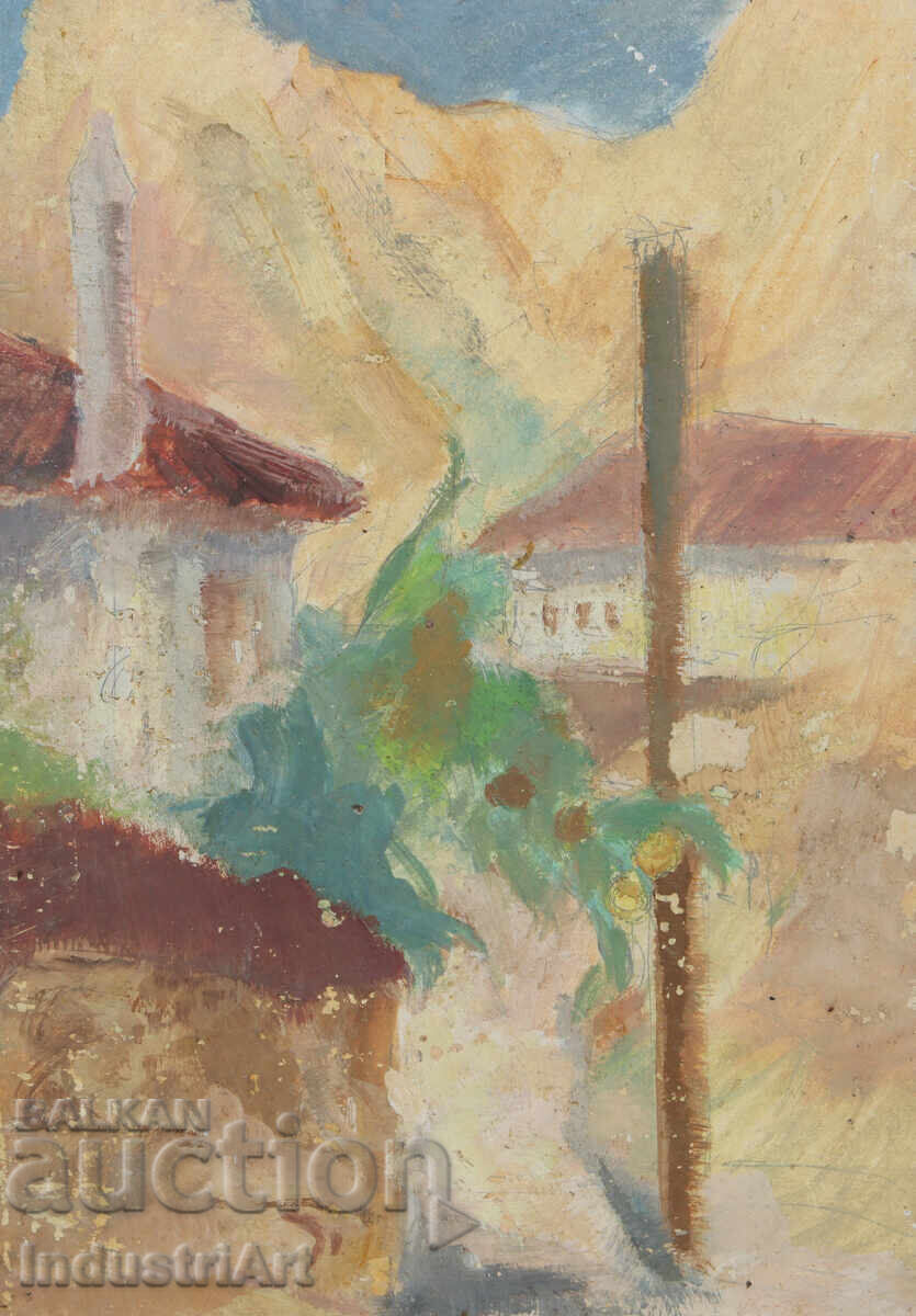 Old oil painting, rural landscape - 5