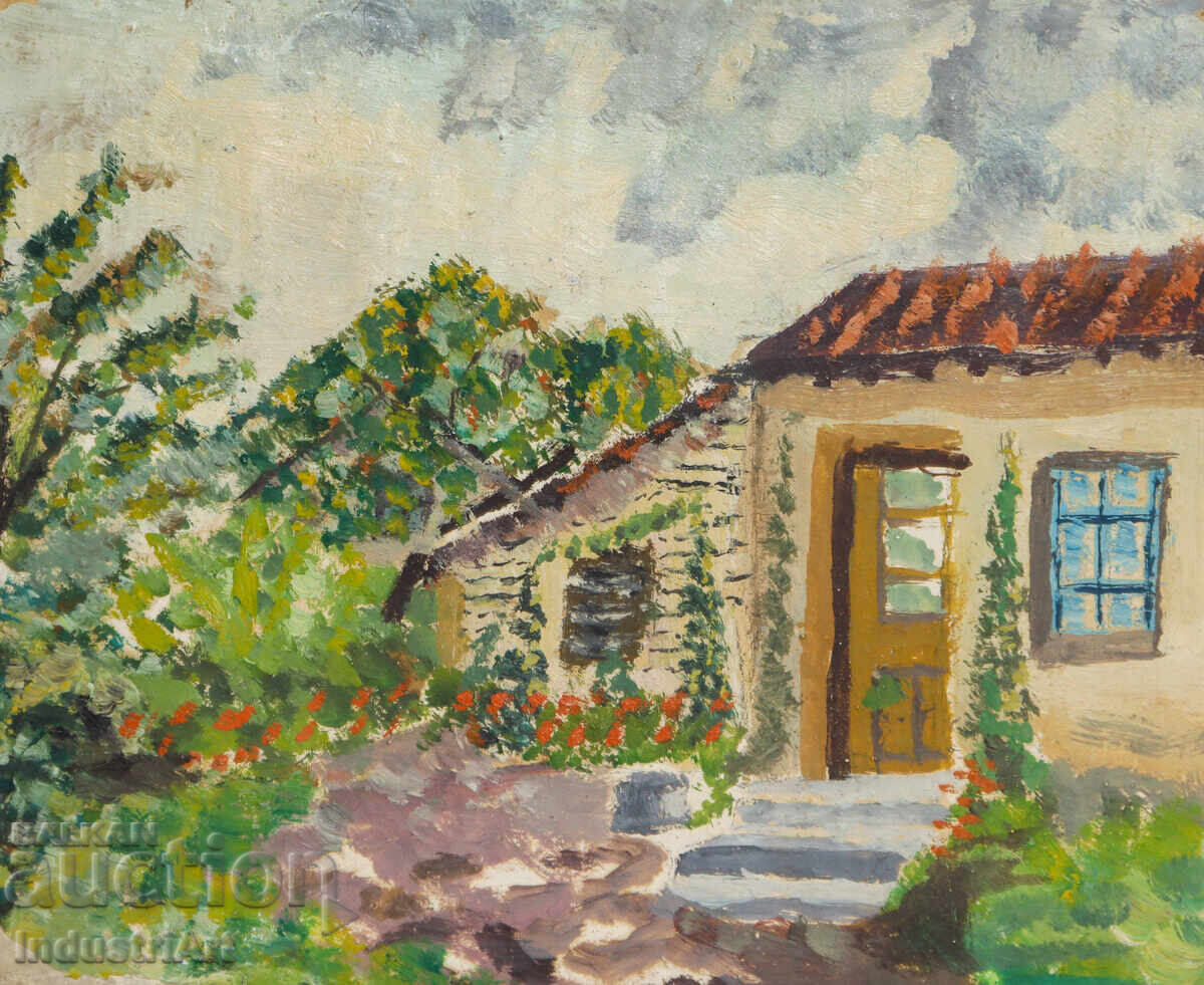 Delivery of Old oil painting, rural landscape