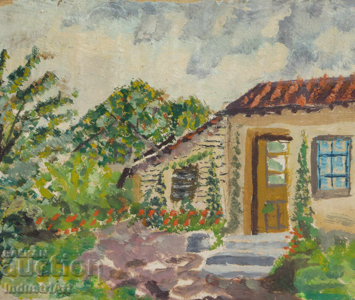 Old oil painting, rural landscape - 5