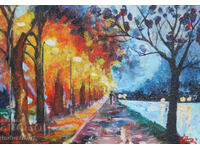 Σύγχρονος πίνακας ελαιογραφίας αστικό τοπίο