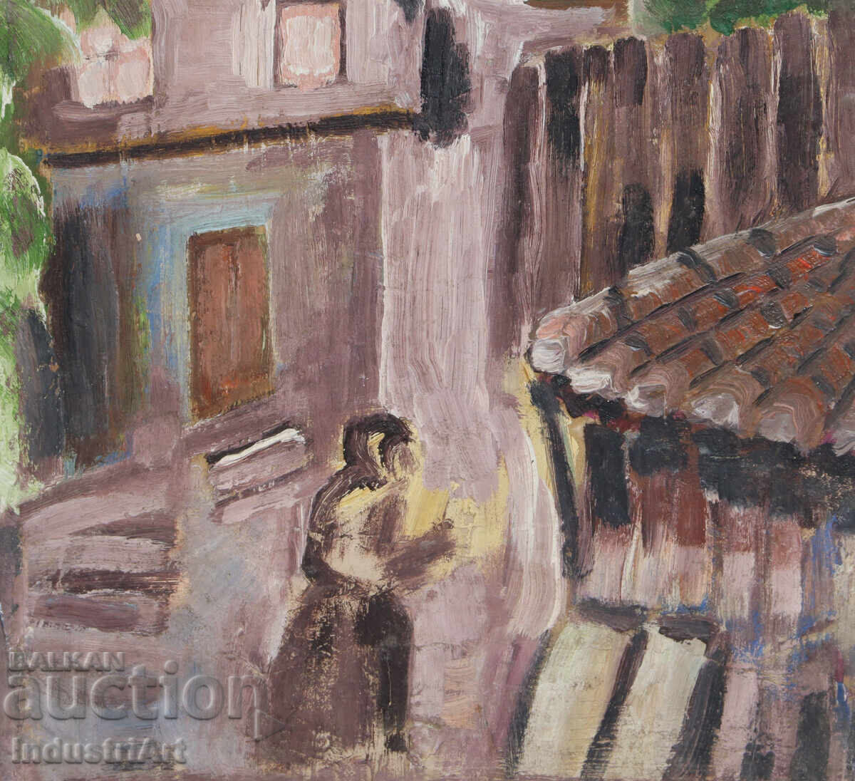 Old oil painting, rural landscape - 5