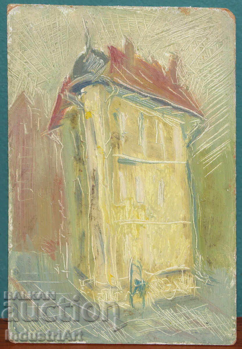 Παλιός μικρός ελαιογραφία αστικό τοπίο με τιμή 130.00 BGN | € 66.47