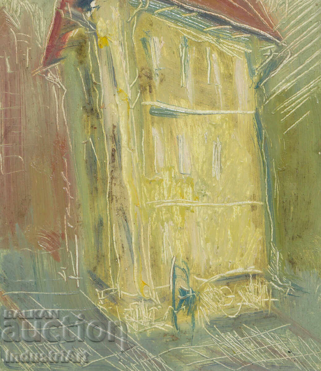 Παλιός μικρός ελαιογραφία αστικό τοπίο - 5