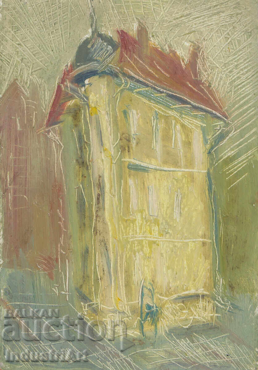 Παλιός μικρός ελαιογραφία αστικό τοπίο