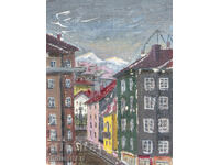 Παλιός μικρός ελαιογραφία αστικό τοπίο