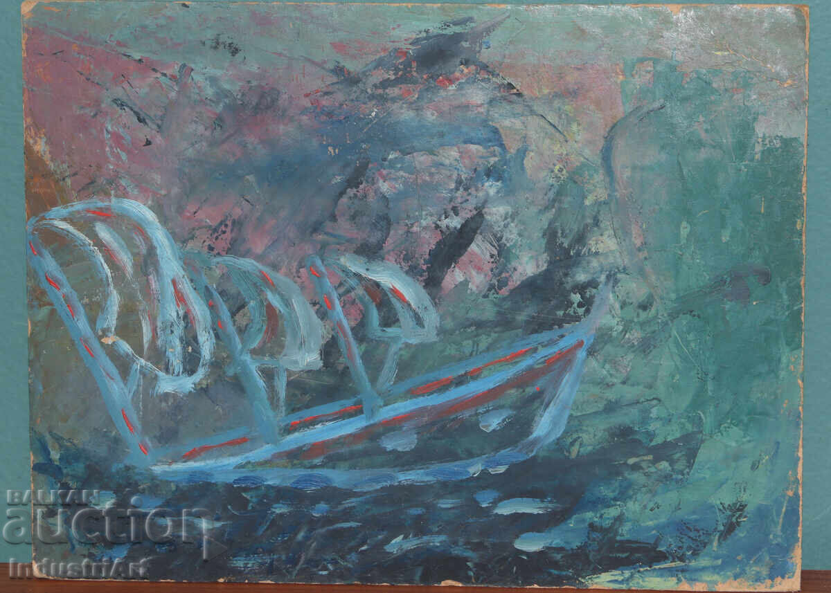 Παλιός μικρός ελαιογραφία θαλασσινό τοπίο με τιμή 110.00 BGN | € 56.24