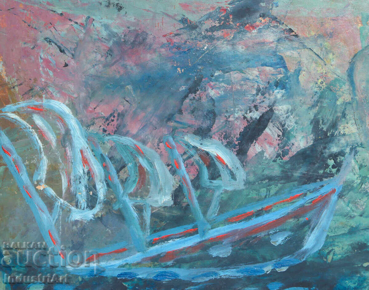 Δημοπρασία Παλιός μικρός ελαιογραφία θαλασσινό τοπίο