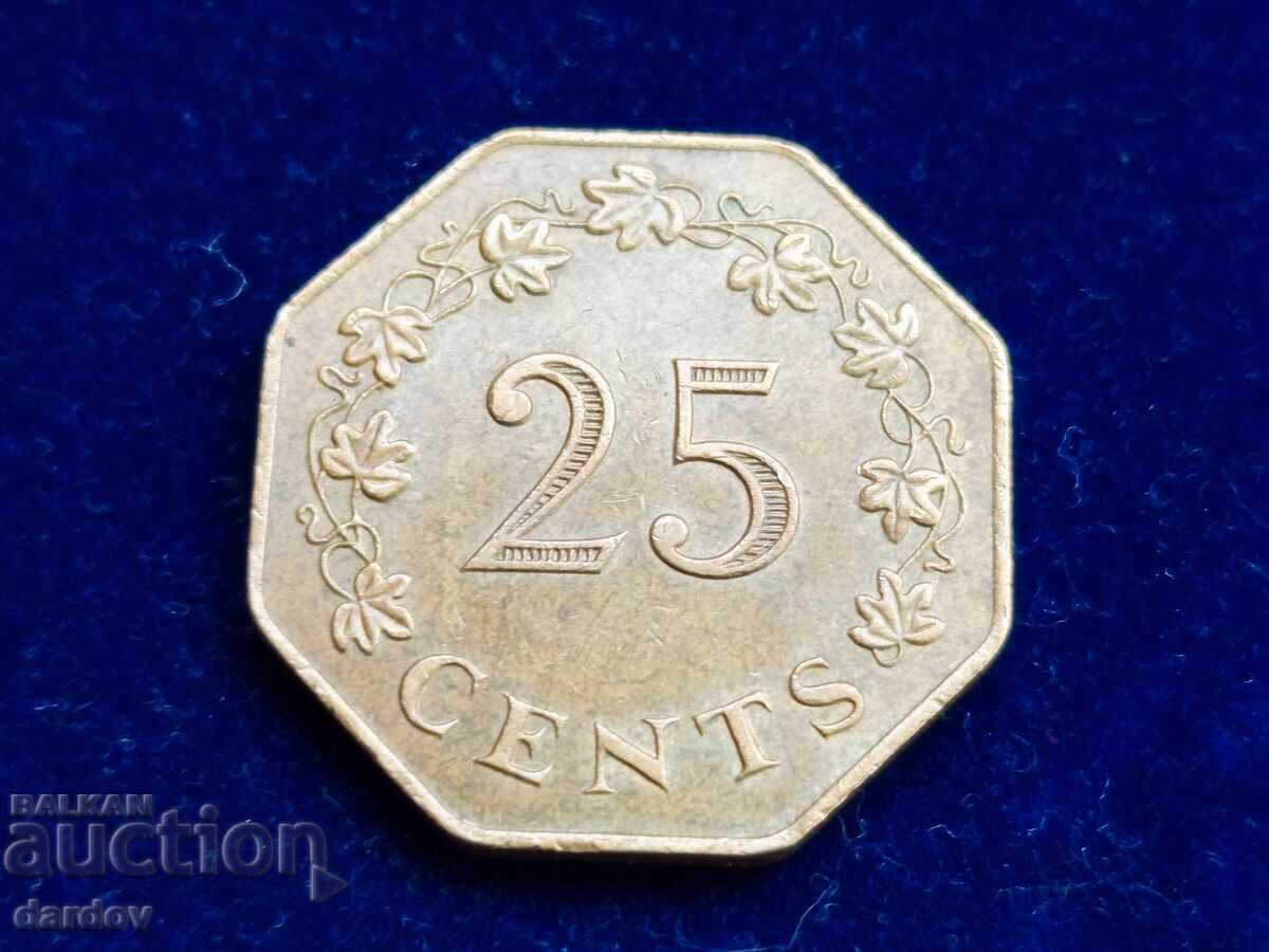 Μάλτα 25 σεντ 1975 god Μάλτα 25 σεντ 1975 god