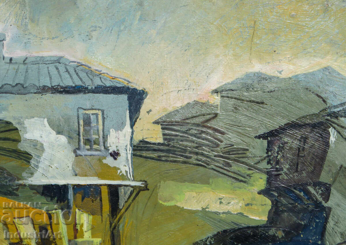 Доставка на Стара малка картина масло градски пейзаж