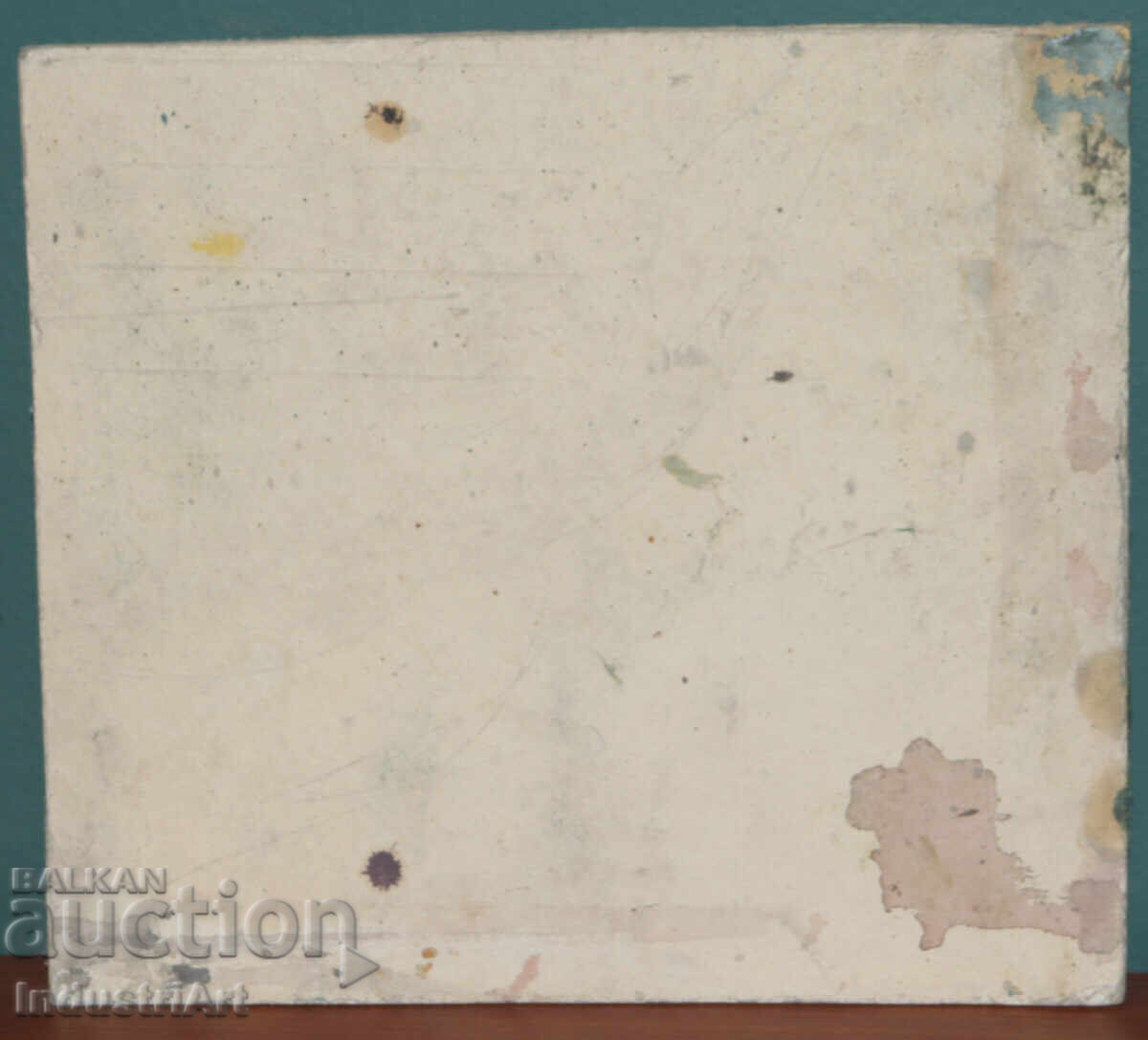 Стара малка картина масло градски пейзаж - 7