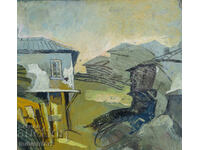 Παλιός μικρός ελαιογραφία αστικό τοπίο