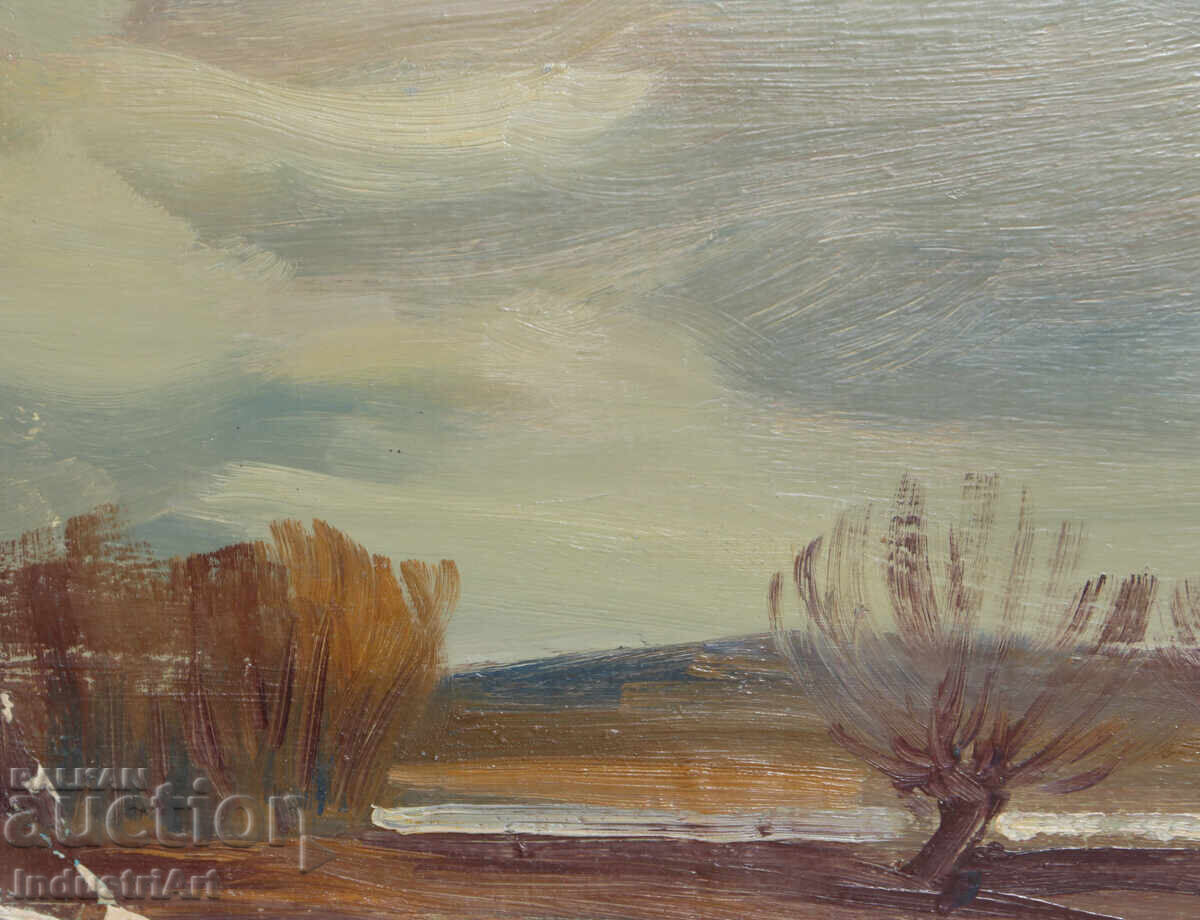 Παλιός μικρός ελαιογραφία τοπίο - 5