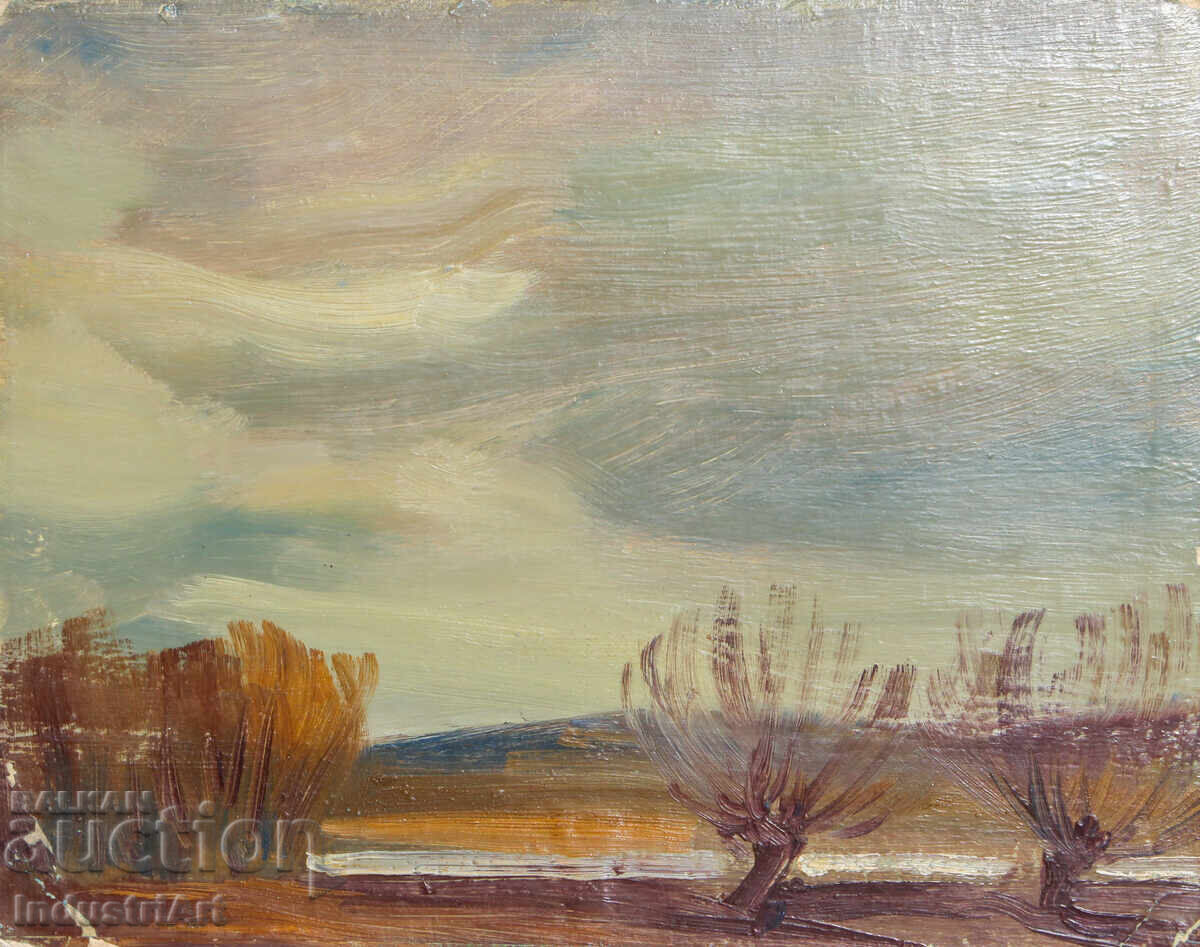 Παλιός μικρός ελαιογραφία τοπίο