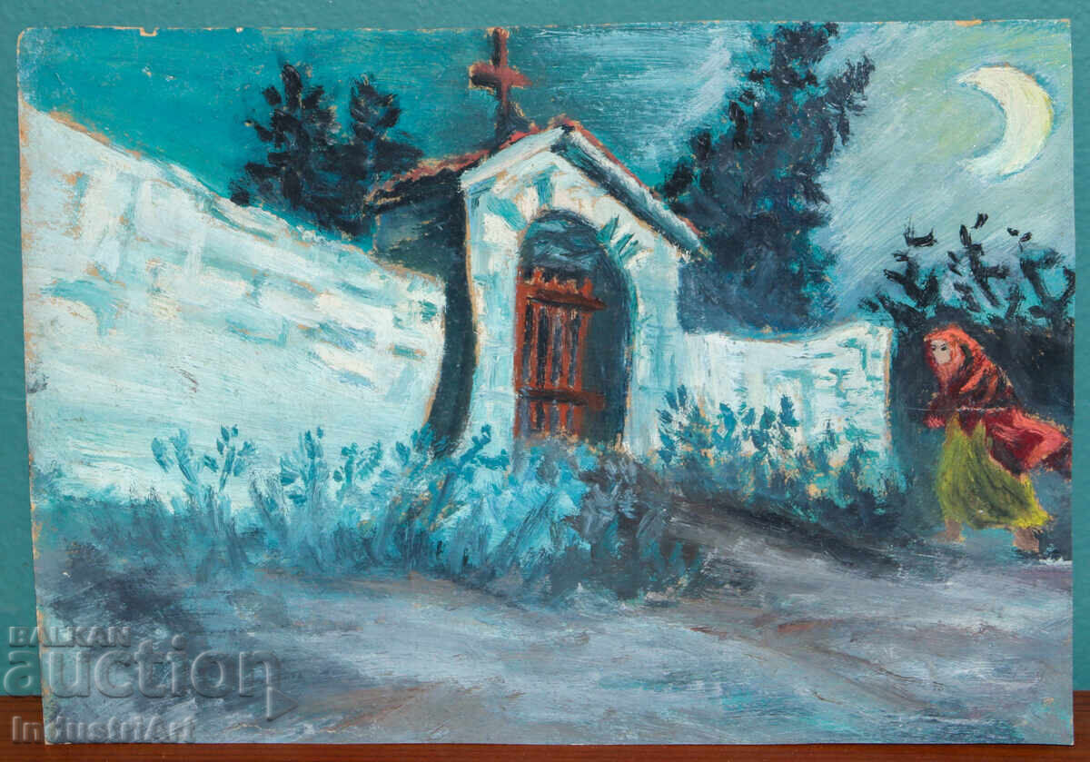 Veche pictură mică în ulei, peisaj cu preț 170.00 BGN | € 86.92