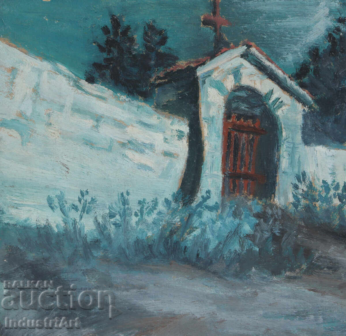 Livrarea Veche pictură mică în ulei, peisaj