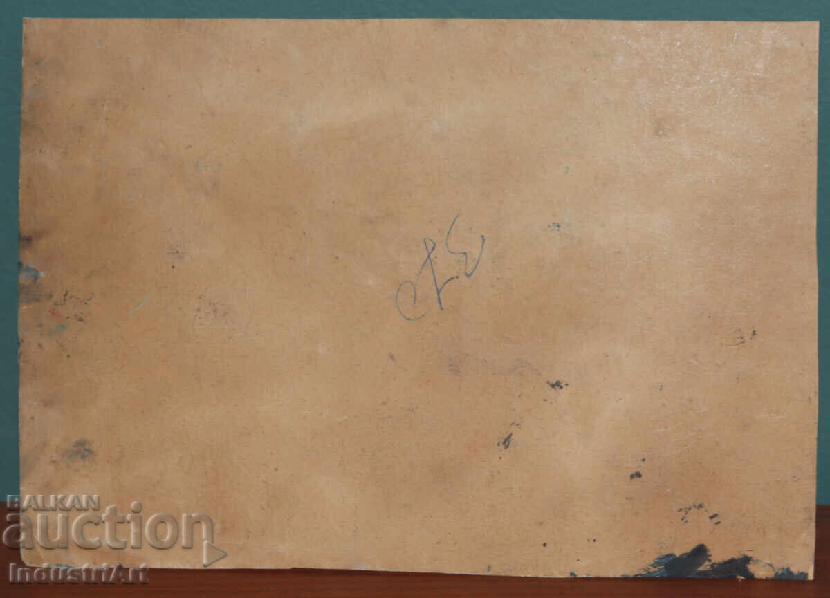 Veche pictură mică în ulei, peisaj - 6