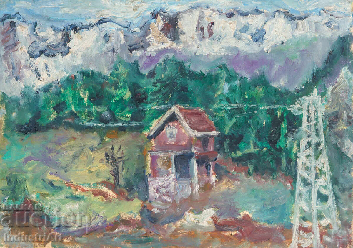 Παλιός ελαιογραφία αγροτικό τοπίο με τιμή 170.00 BGN | € 86.92