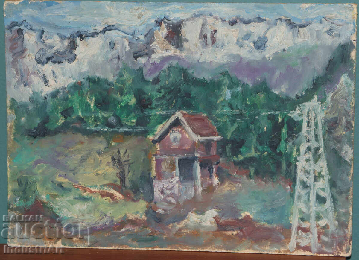 Δημοπρασία Παλιός ελαιογραφία αγροτικό τοπίο