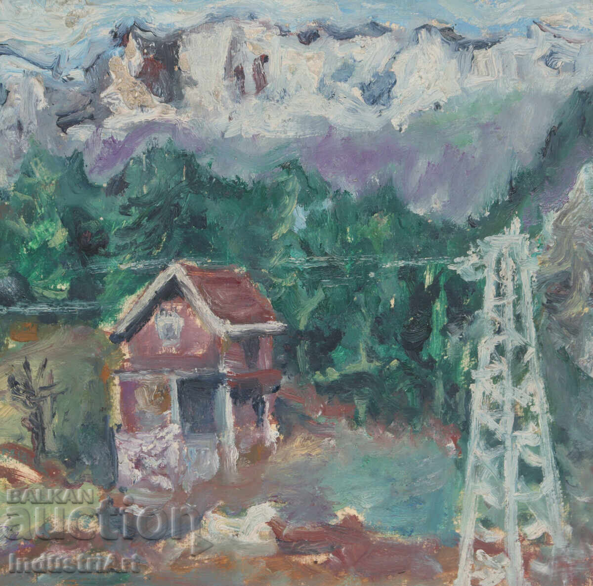 Παλιός ελαιογραφία αγροτικό τοπίο - 5