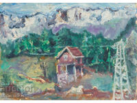 Παλιός ελαιογραφία αγροτικό τοπίο