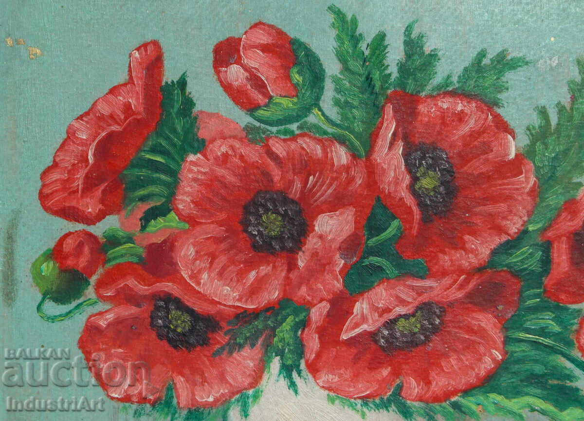 Доставка на Стара картина маслени бои натюрморт с цветя