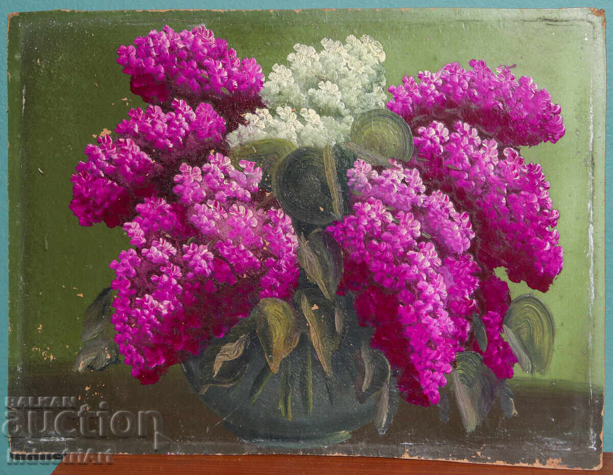 Old oil painting still life with flowers with price 160.00 BGN | € 81.81
