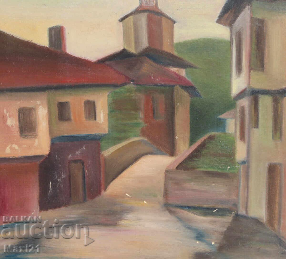 Landscape Revival Houses Old Painting Oil Paints - 5