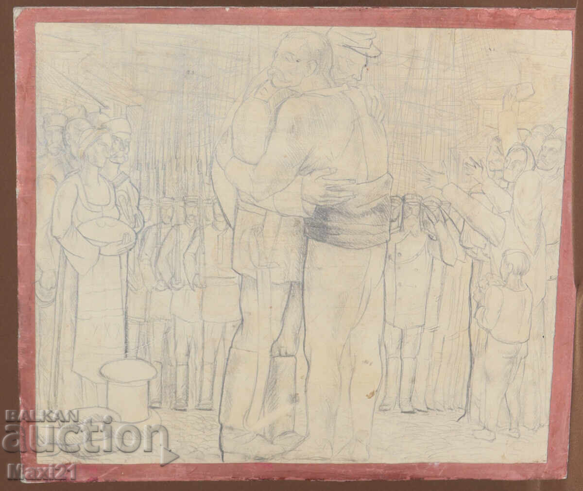 Παλιός πίνακας γκουάς πορτρέτο - 7