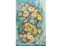 Παλιός πίνακας νεκρής φύσης με λουλούδια